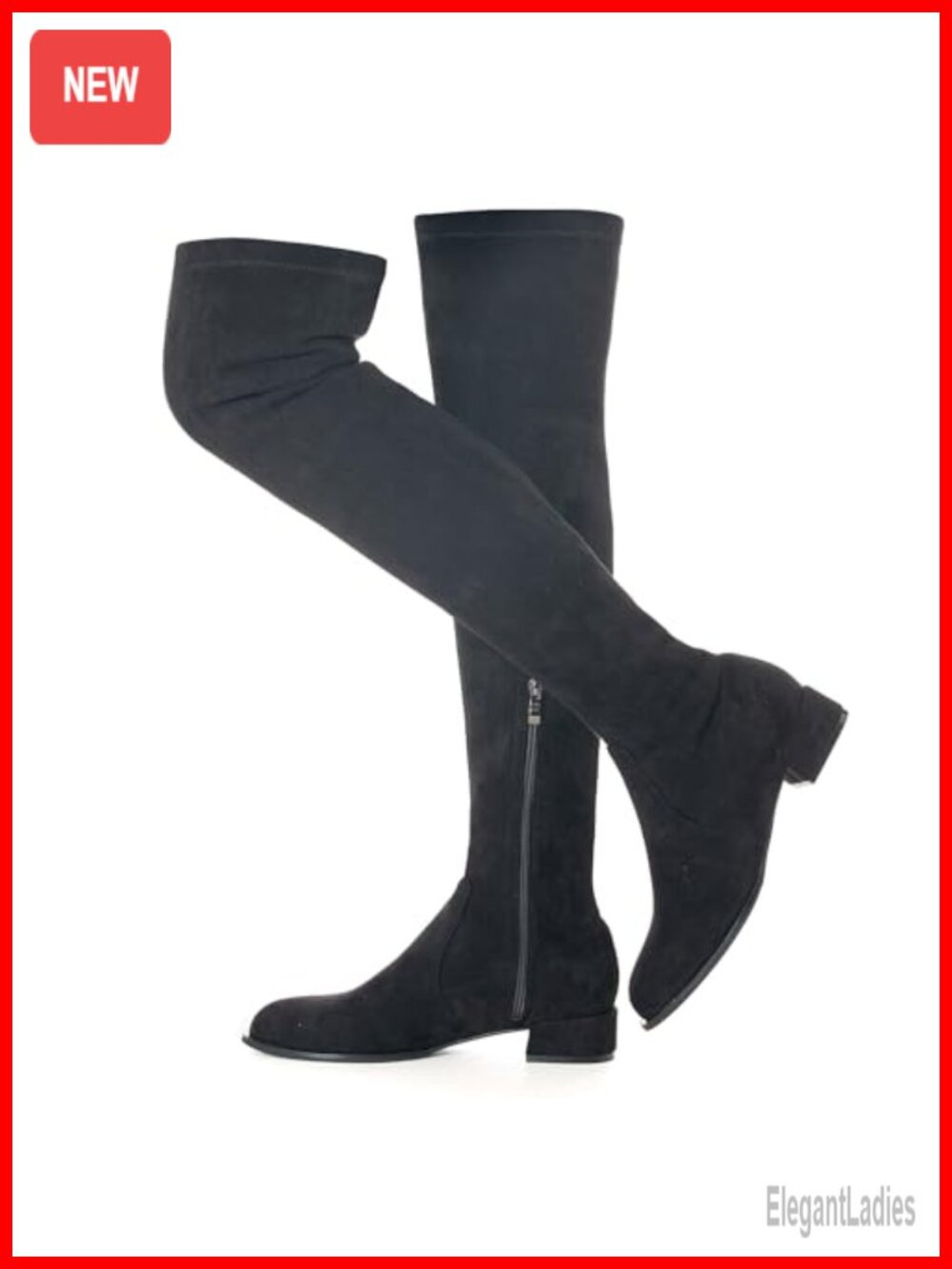 Over the Knee Boots Faux Suede Block Heel Side Zip Tall Shaft Comfort
